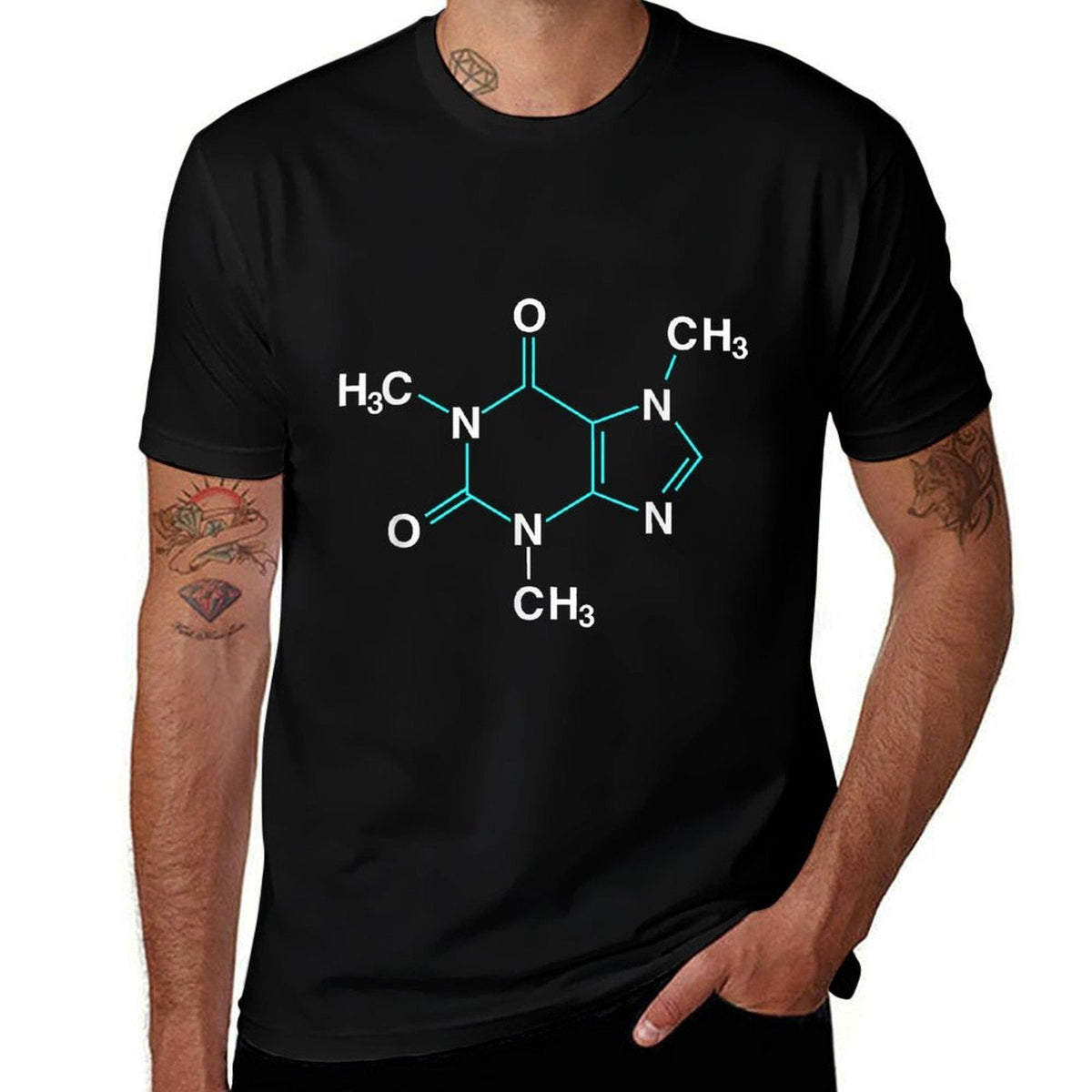 Caffeine Molecule - Funny Coffee Chemistry  Slim-fit Cut T-Shirt