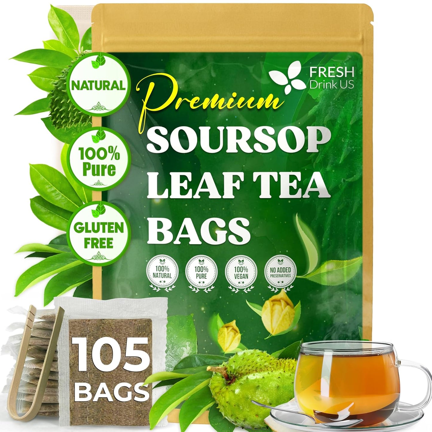 Premium Soursop Leaves Tea bags, Dried Soursop Leaves, Soursop Leaf Powder, Guanabana Leaves Tea, Hoja Guanabana Tea