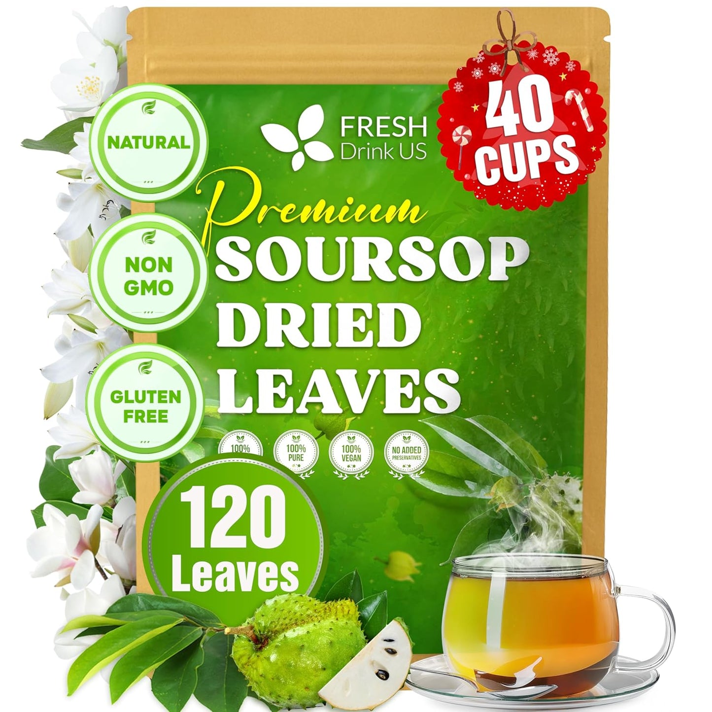 Premium Soursop Leaves Tea bags, Dried Soursop Leaves, Soursop Leaf Powder, Guanabana Leaves Tea, Hoja Guanabana Tea