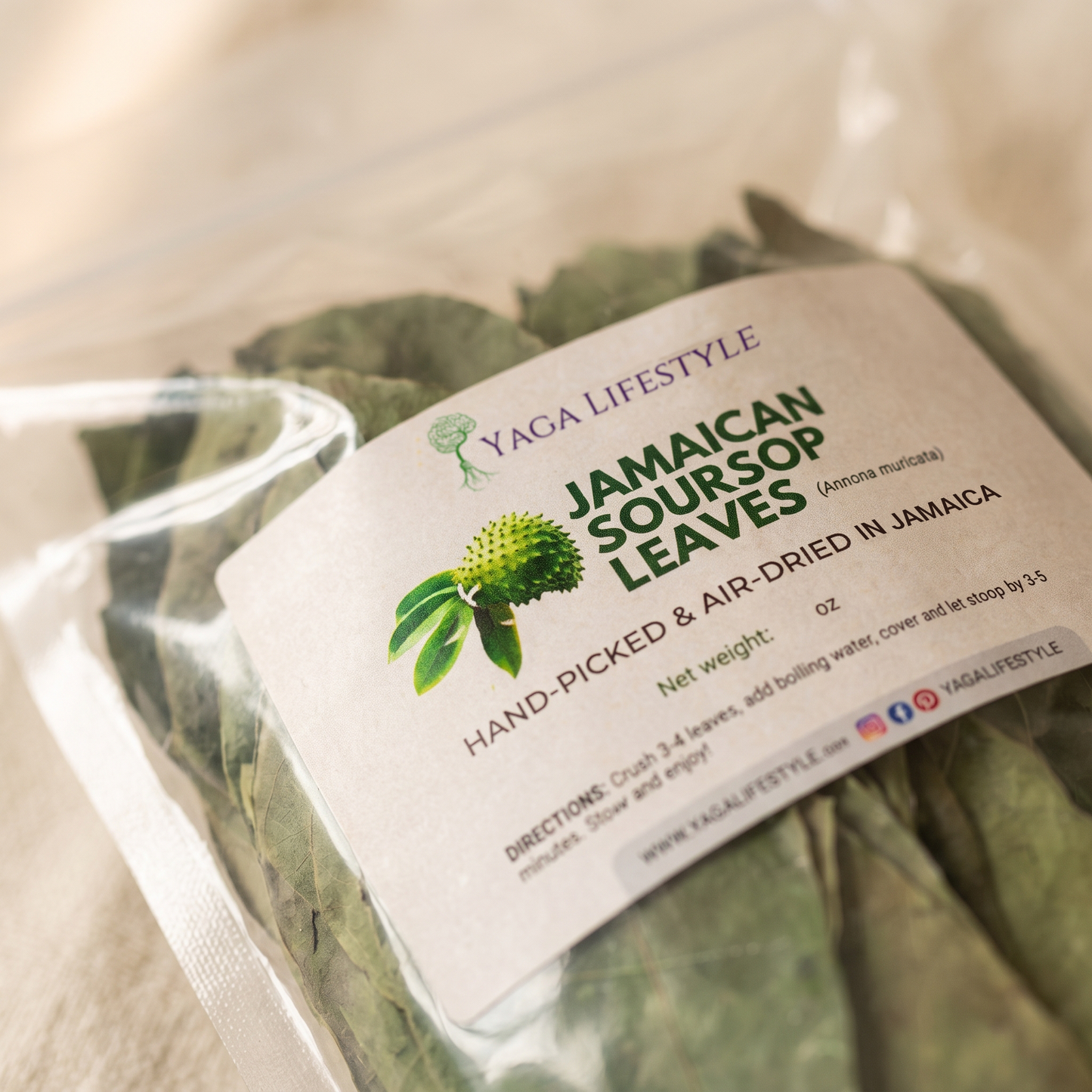 Jamaican Soursop Leaves (Hand-picked, Air-dried whole leaves)