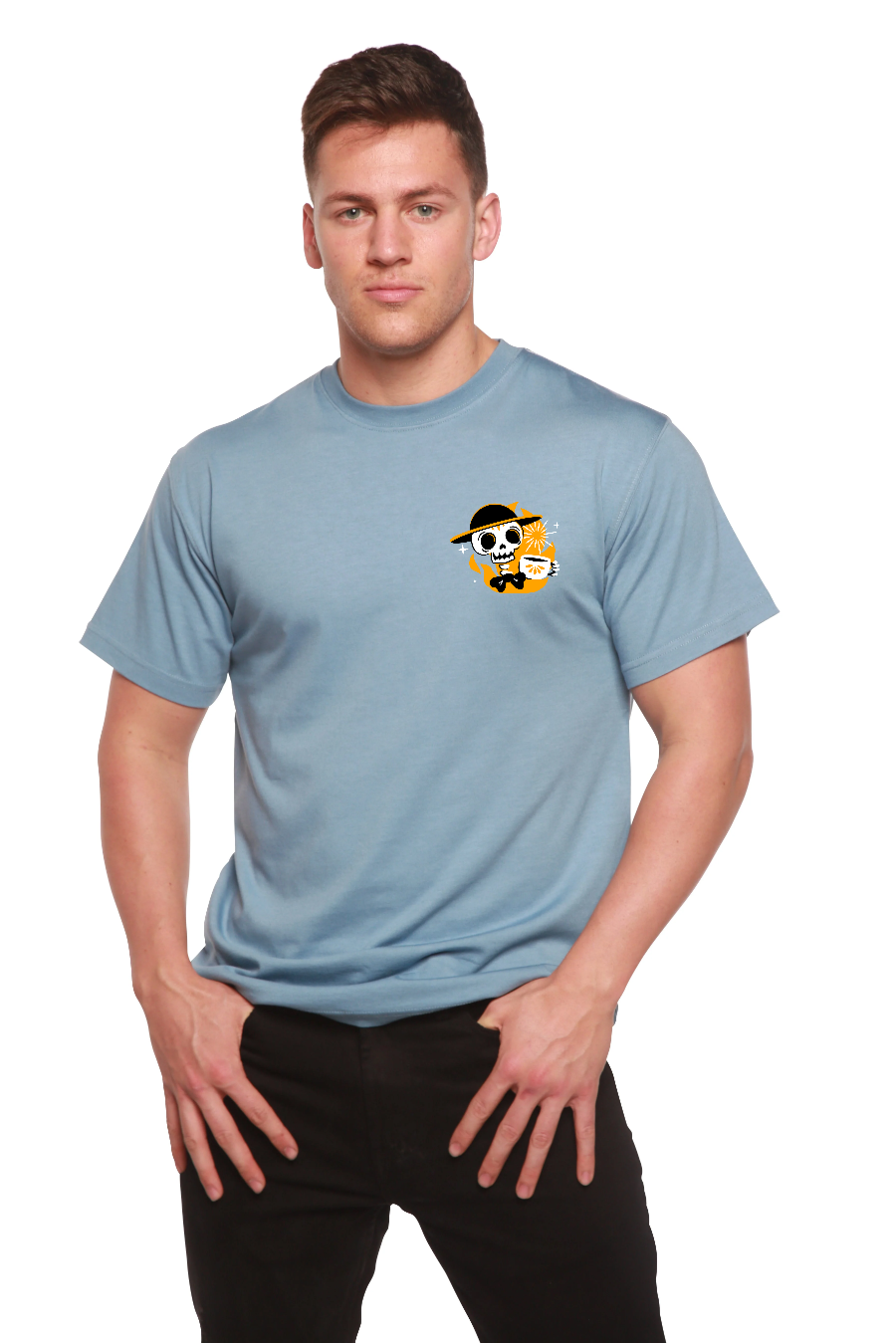 Skull with Coffee Bamboo Viscose/Organic Cotton Short Sleeve Printed T-Shirt